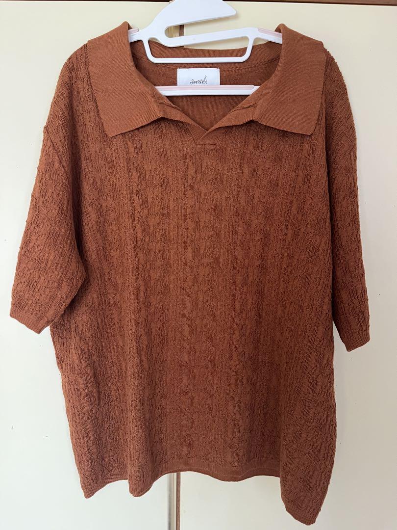 soerte ジャガードスキッパーニットポロシャツ soerteジャガードスキッパーニットポロシャツ 3色 size2
