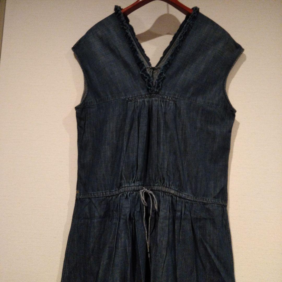 45rpmデニム Vネック ノースリーブ ワンピース