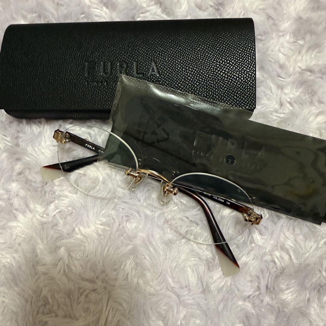 FURLA フルラ　メガネ　フレーム　フチなし　リムレスメガネ　VFU798J