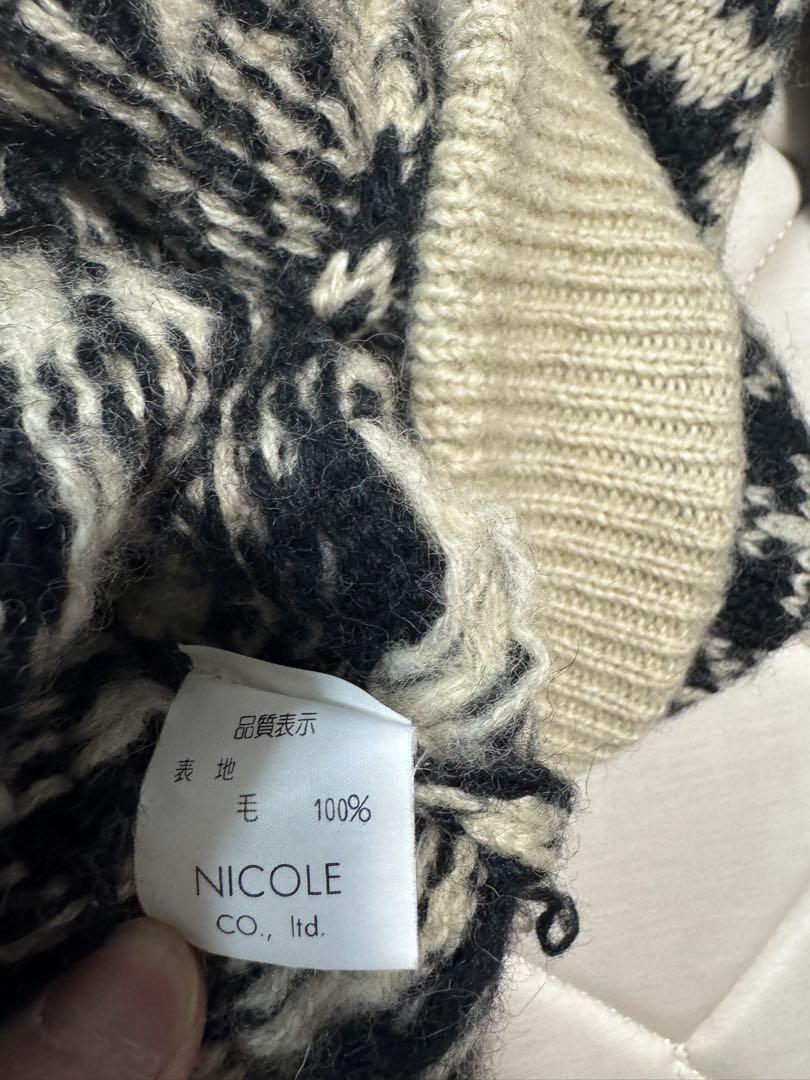 古着 NICOLE アイボリー・ネイビー タートルネックニット - メルカリ
