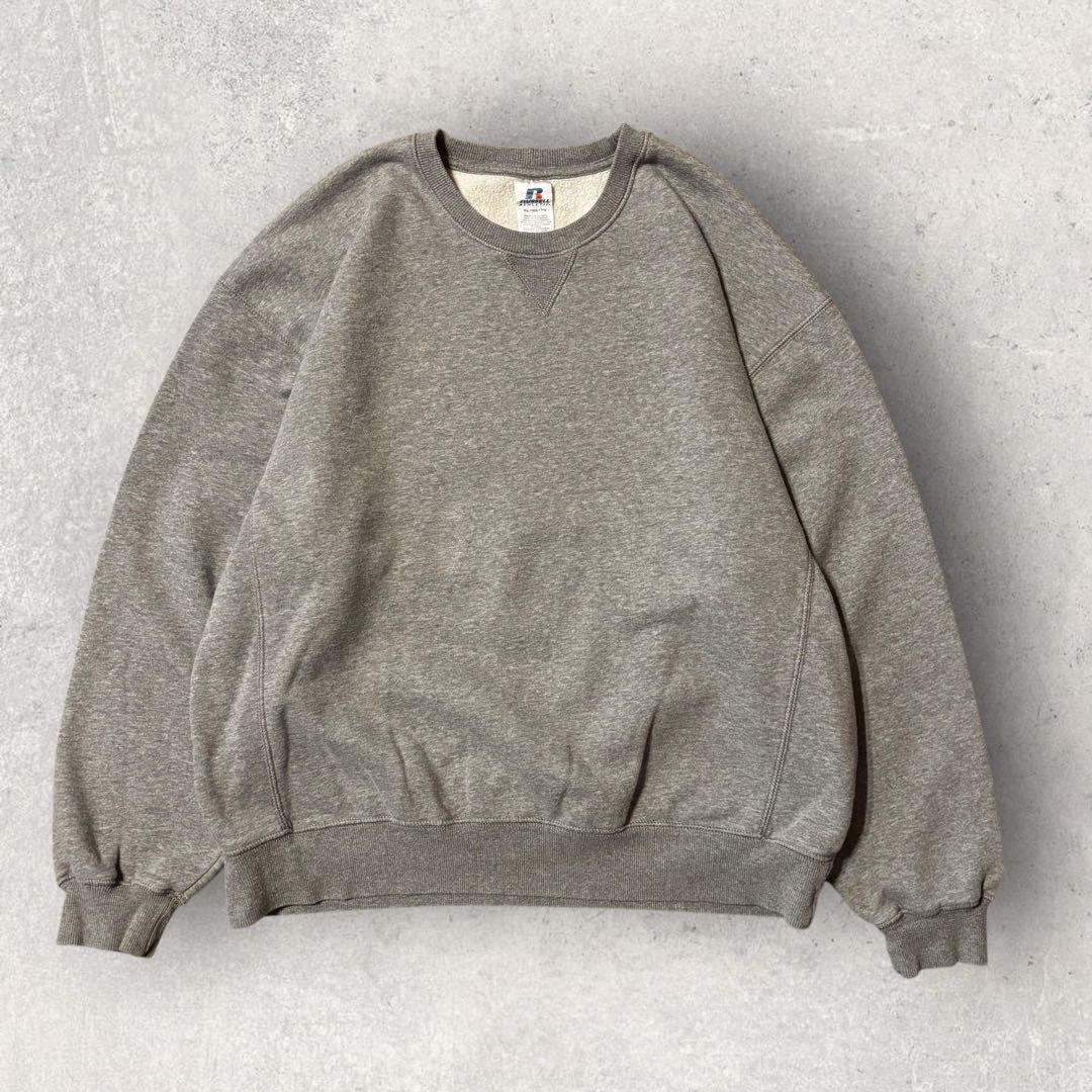 【ラッセルアスレチック】無地スウェット　XL グレー　刺繍ロゴ　前v 美品　p
