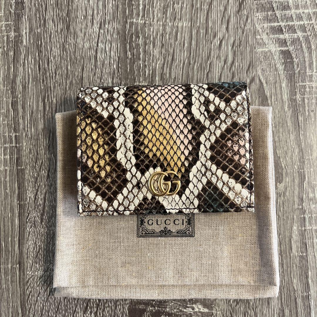 極美品✨️GUCCI グッチ GGマーモント パイソン コンパクトウォレット