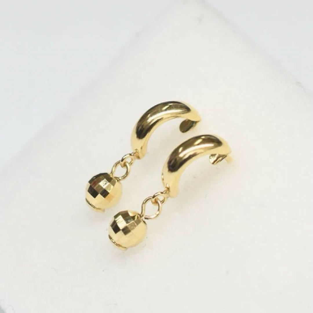 見逃し厳禁！おトクな K18金ピアス キラキラミラーボール イエローゴールド K18刻印あり アクセサリー