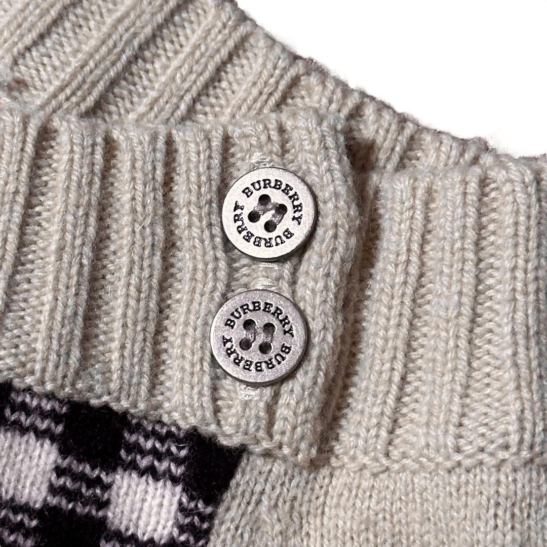 BURBERRY LONDON ニットセーター ノバチェック カシミヤ 銀ボタン