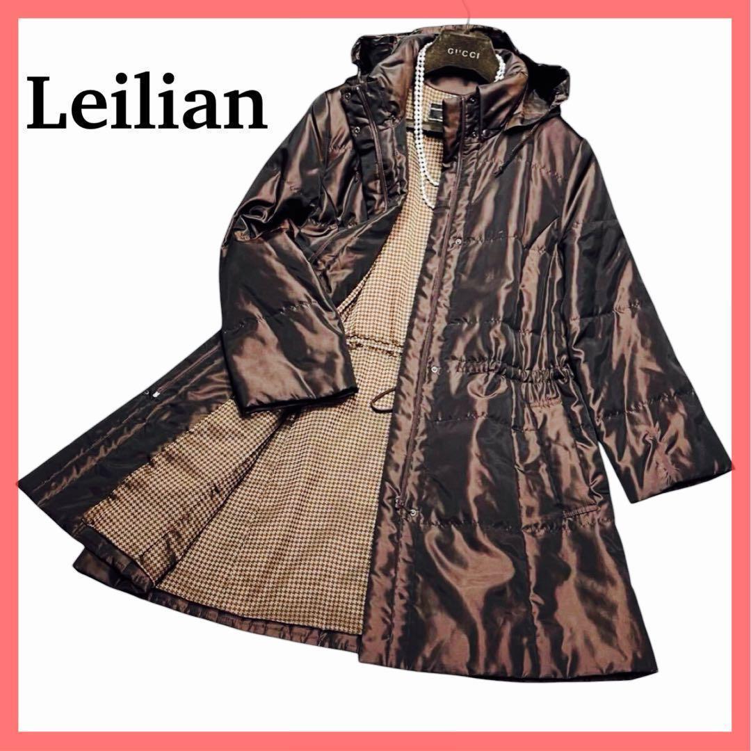 レリアン ロングコート キルティング Aライン フード 大きいサイズXL LL Leilian PLUS HOUSE