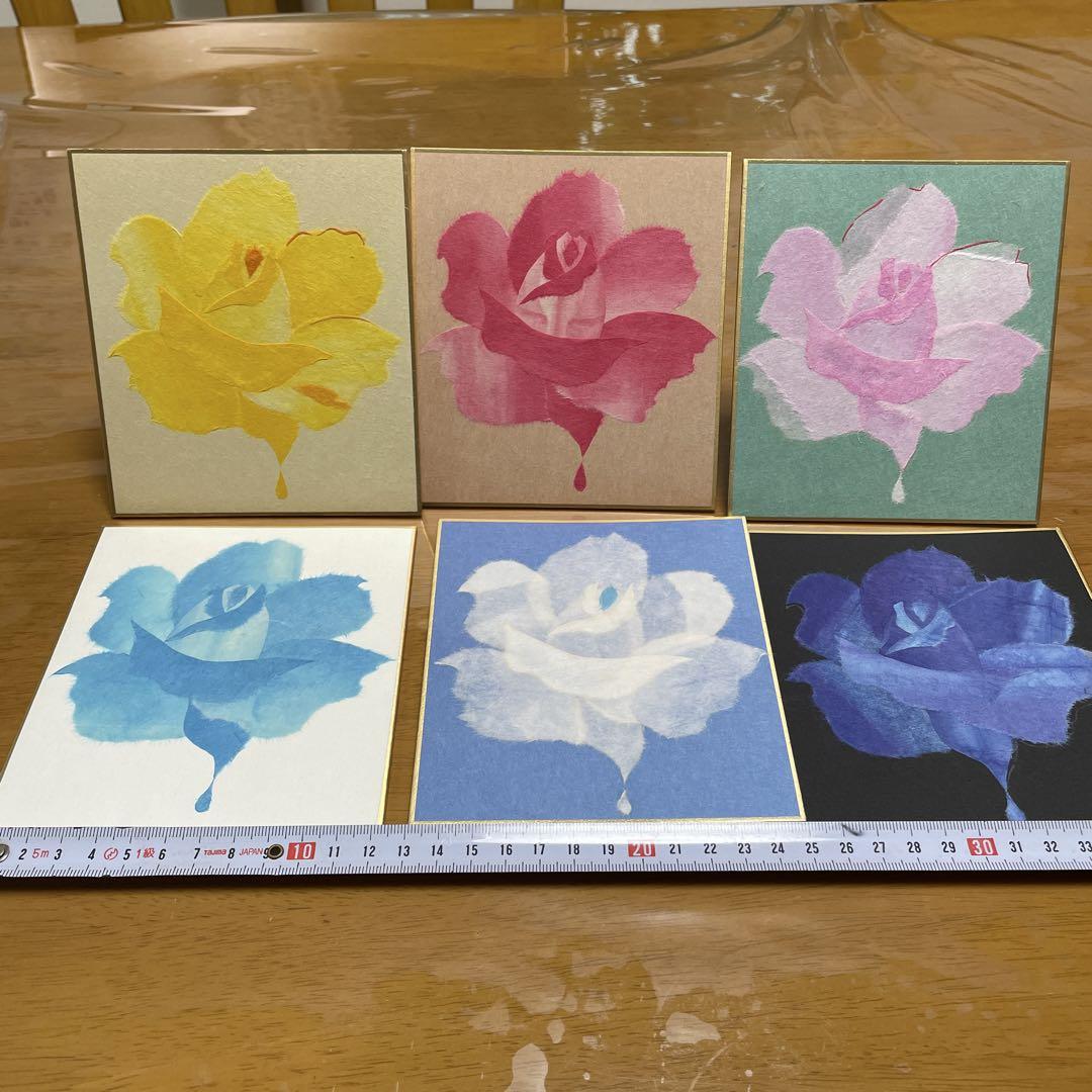バラ しゅんこう和紙ちぎり絵 完成品 - メルカリ