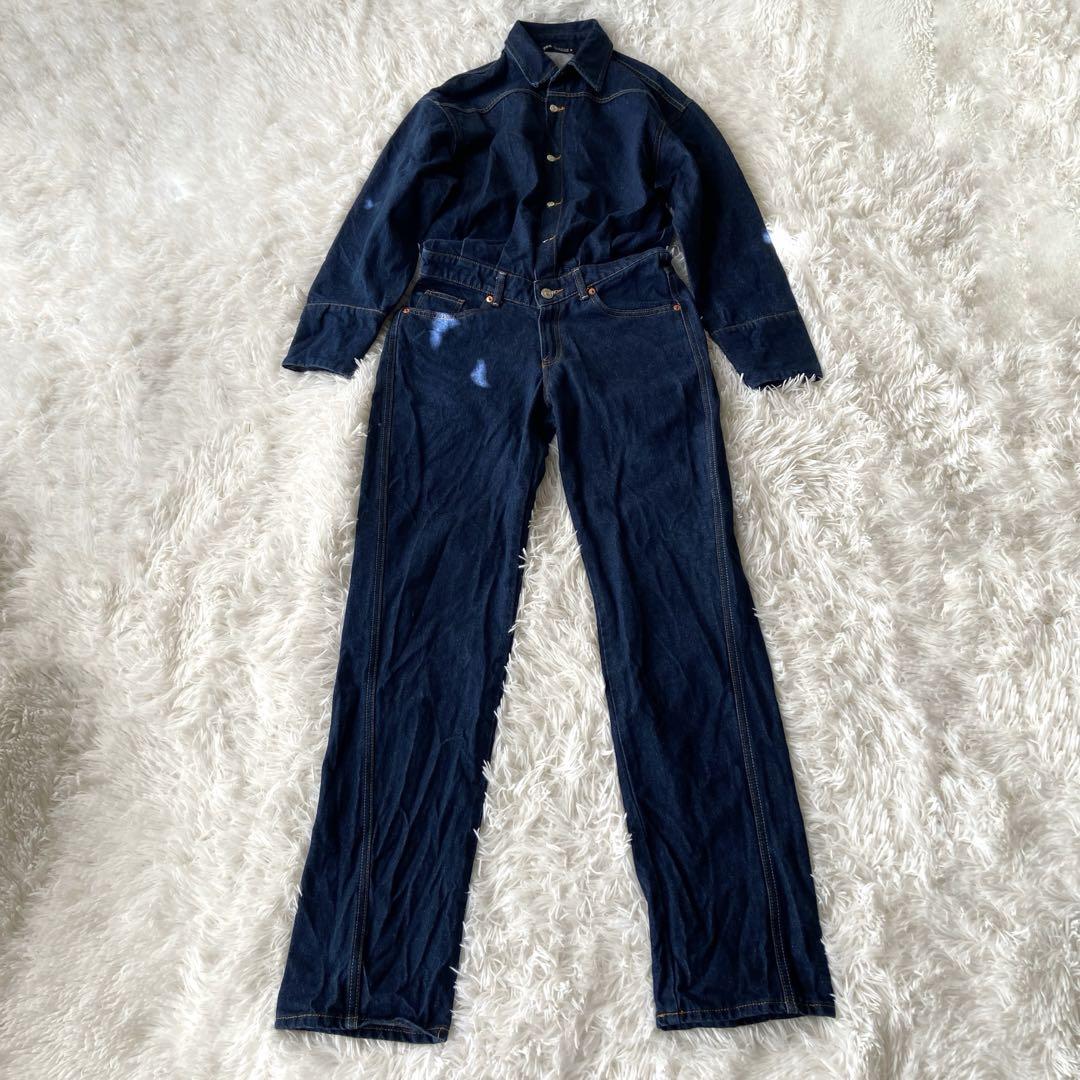 ZARA デニムつなぎ ツナギ XL ジャンプスーツ オールインワン 洗い加工 ZARA デニムつなぎ ツナギ XL ジャンプスーツ オールインワン