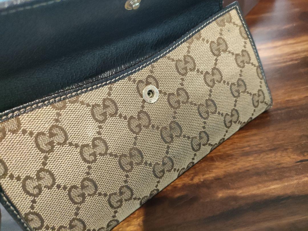 GUCCI グッチ 長財布 キャンバス GG リボン ブラウン シェリーライン