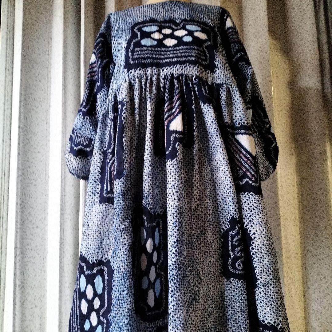 有松絞りリメイクロングワンピース。オーダ以外最後です。