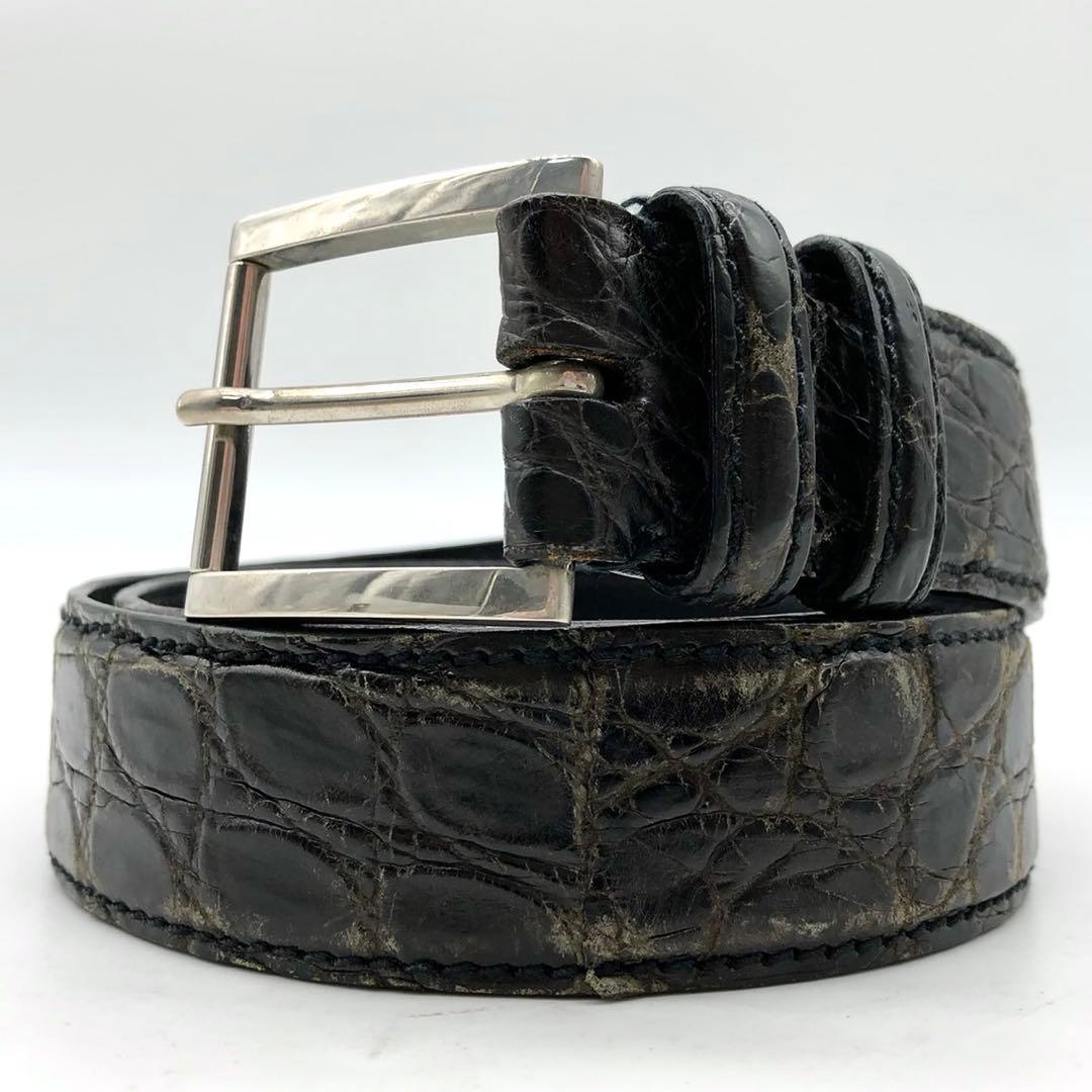 【美品】 ダニエルアンドボブ ベルト クロコ シルバー ワニ