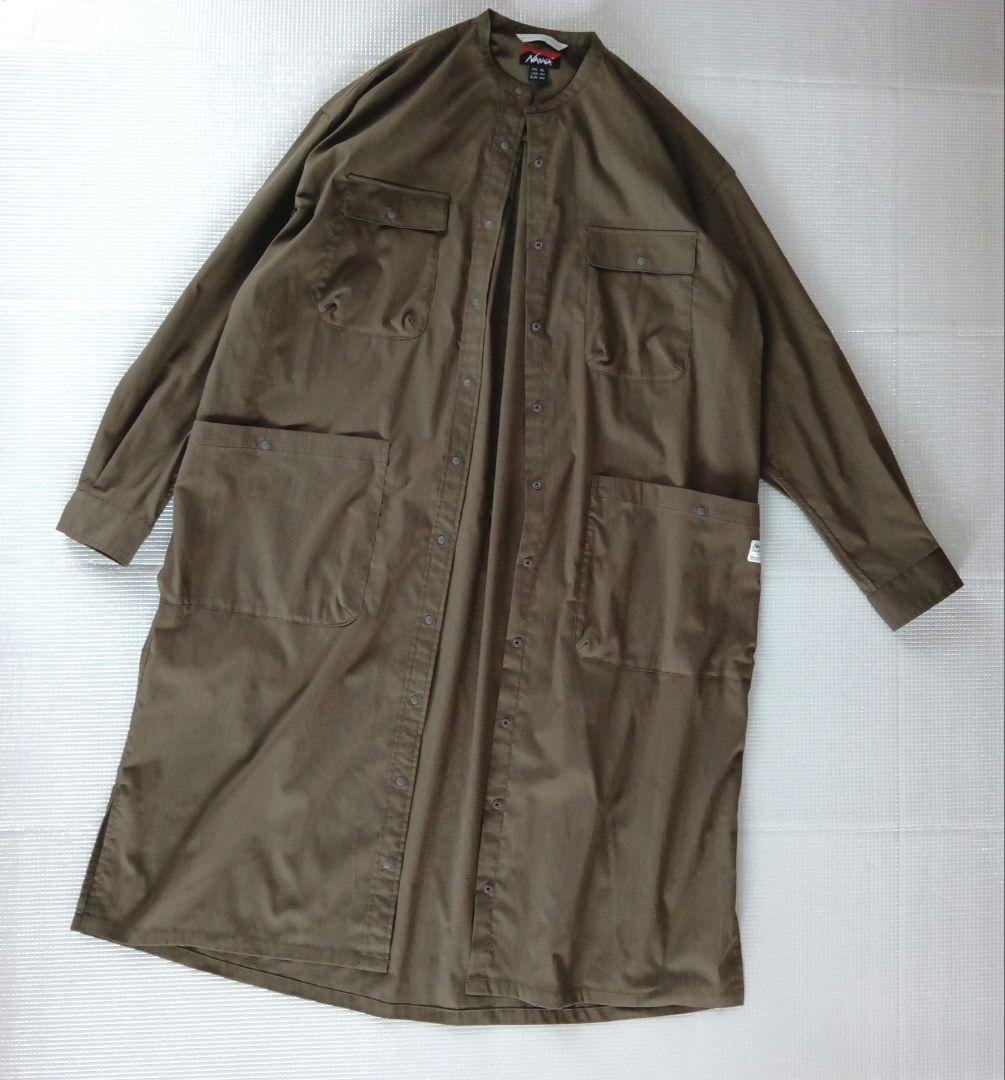 美品◆NANGA ナンガ　リップストップ　ワンピース　羽織　スタンドカラー　L