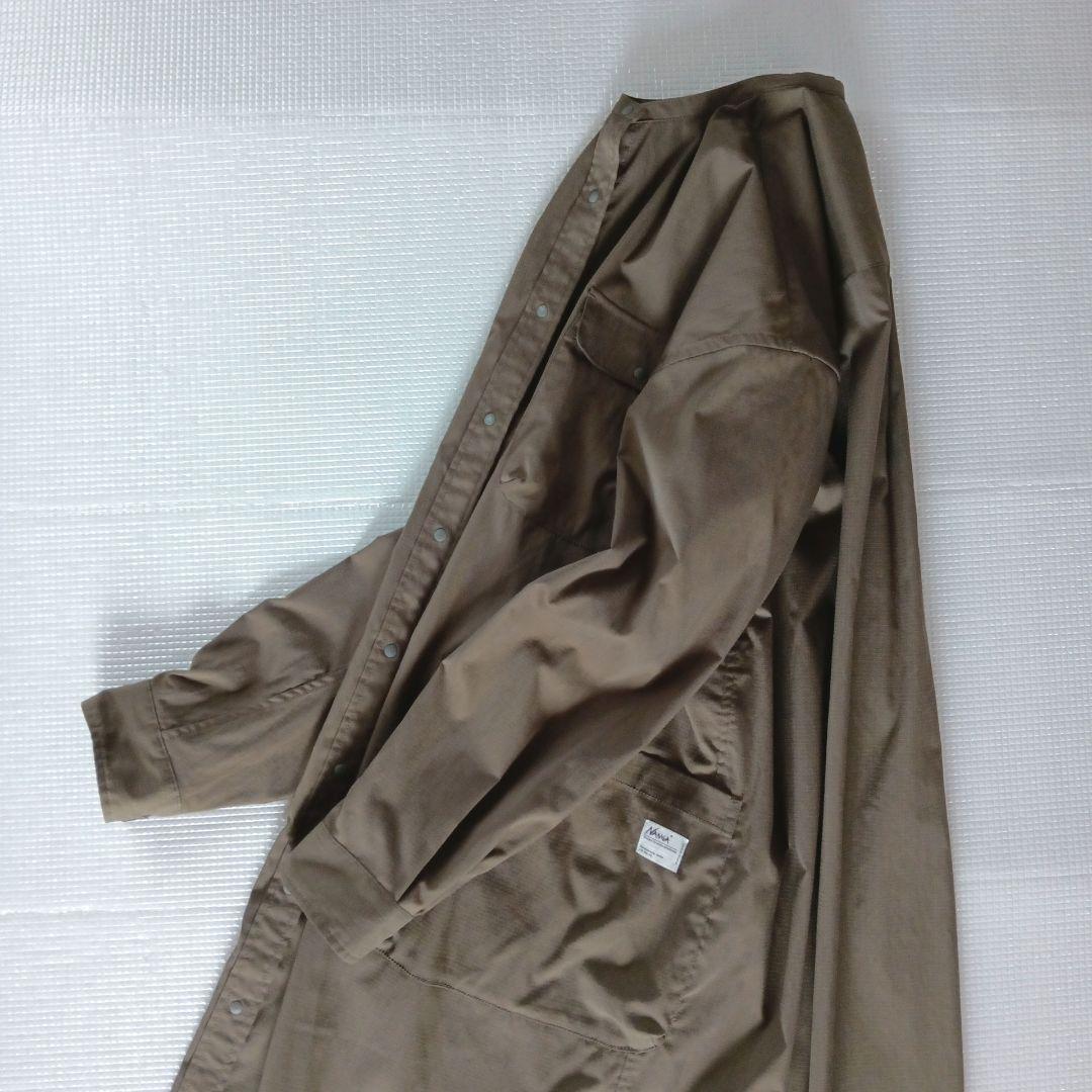 美品◆NANGA ナンガ　リップストップ　ワンピース　羽織　スタンドカラー　L