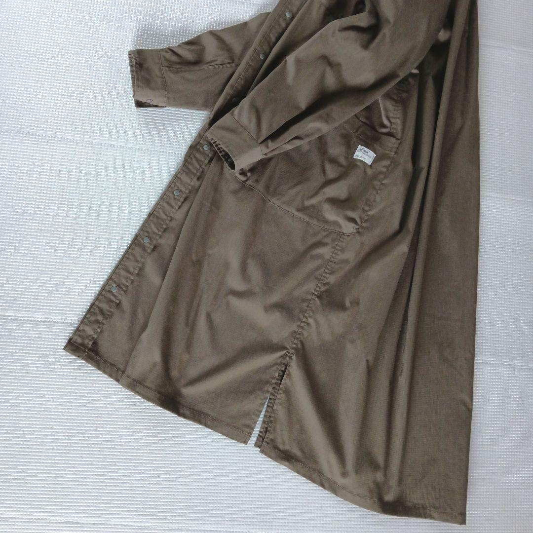 美品◆NANGA ナンガ　リップストップ　ワンピース　羽織　スタンドカラー　L