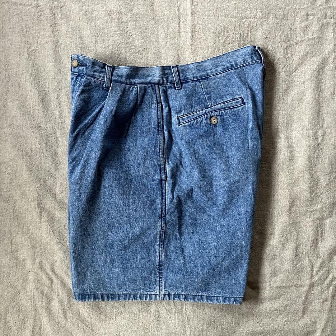 90s USA製 ポロラルフローレン ツータックデニムショートパンツ
