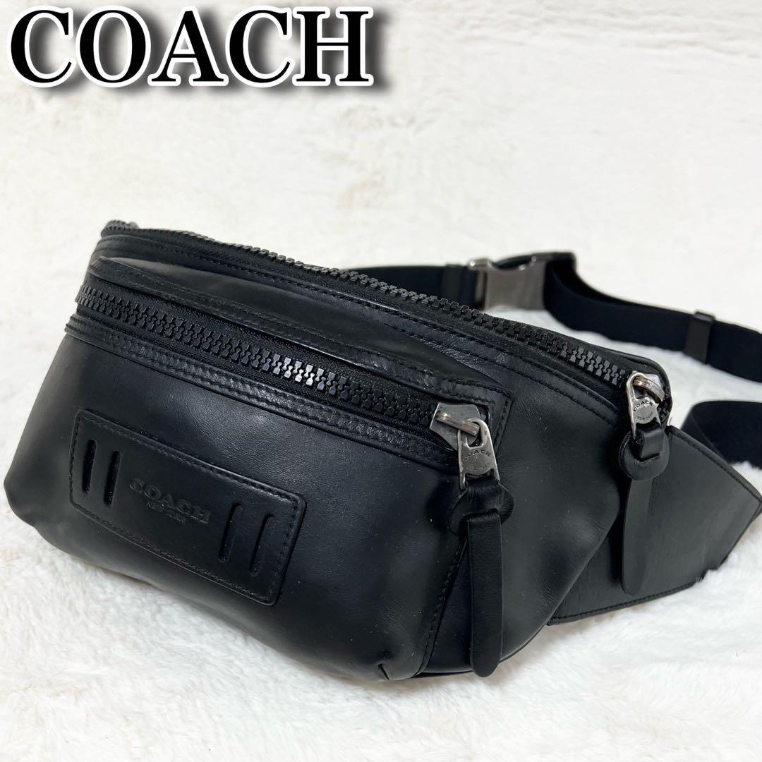 COACH コーチ✨️ボディバッグ　ベルトバッグ　ショルダー　斜め掛け　レザー　黒