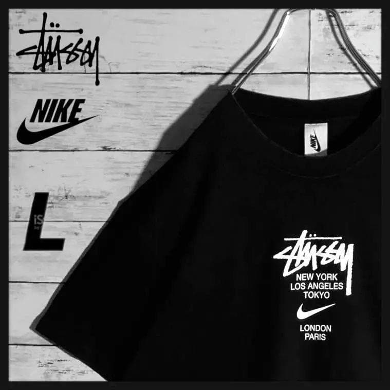 【限定コラボXL相当】ステューシー×NIKE⭐センターロゴ希少オーバーサイズ