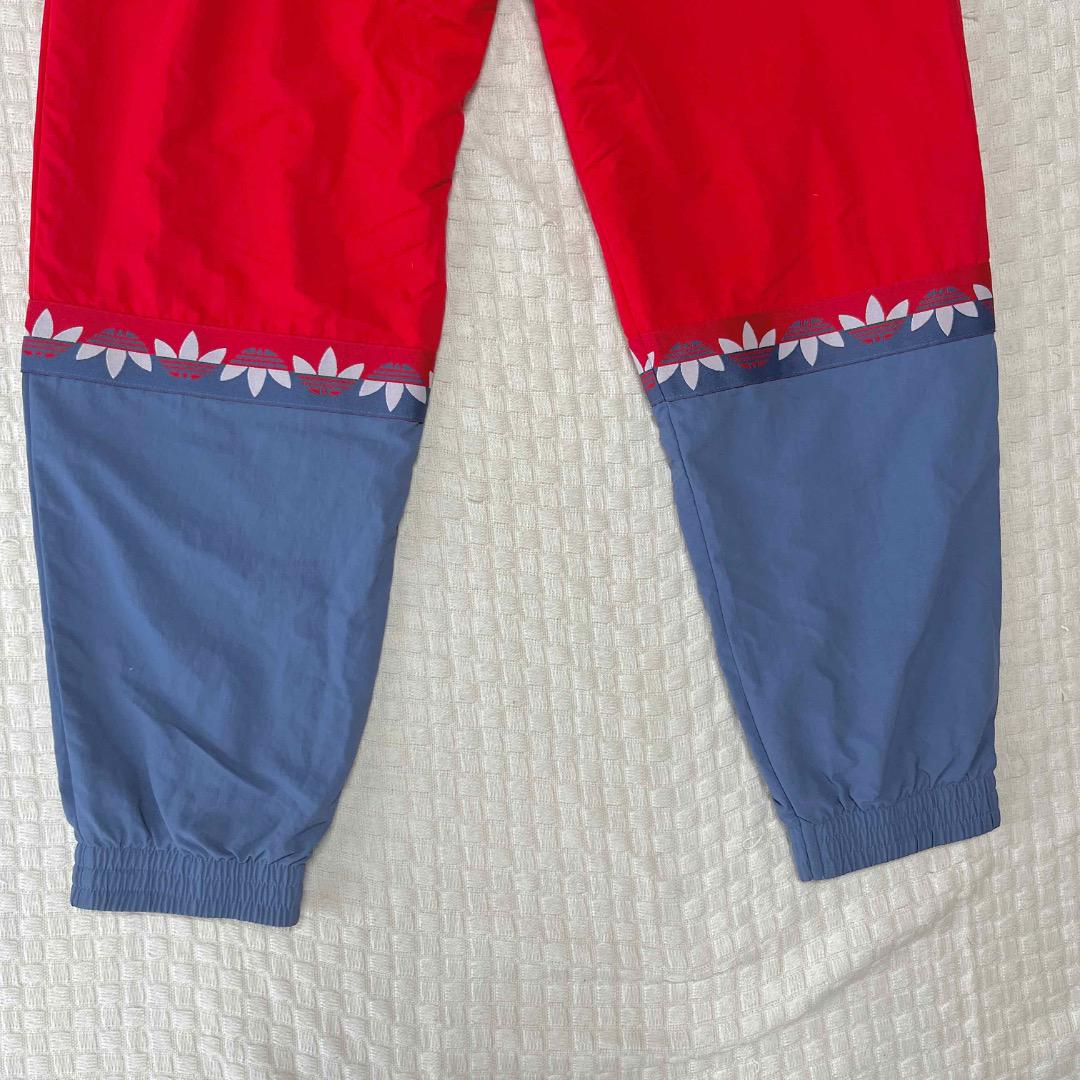 adidas/nylon track pants/RED×light blue