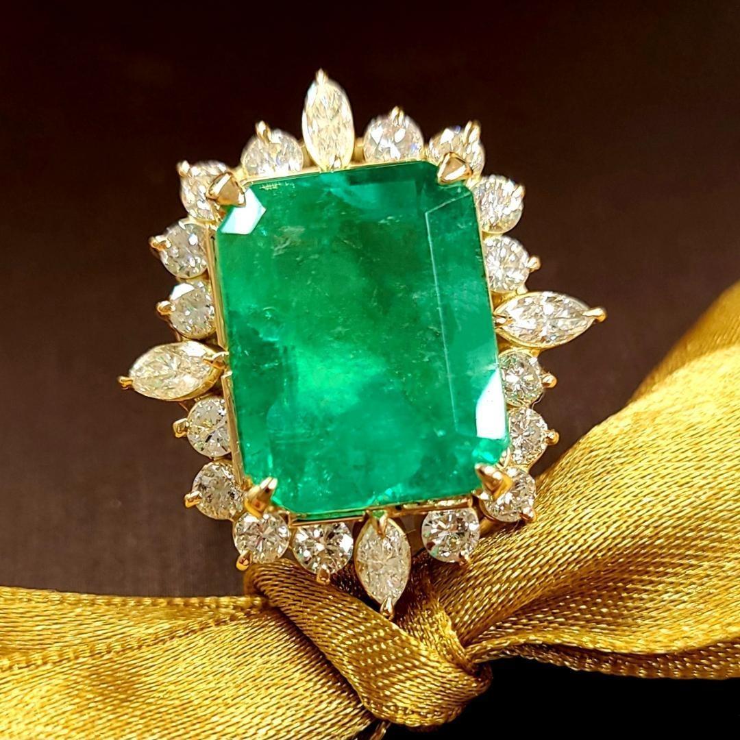 高品質！コロンビア産 エメラルド 11ct ダイヤモンド K18 yg