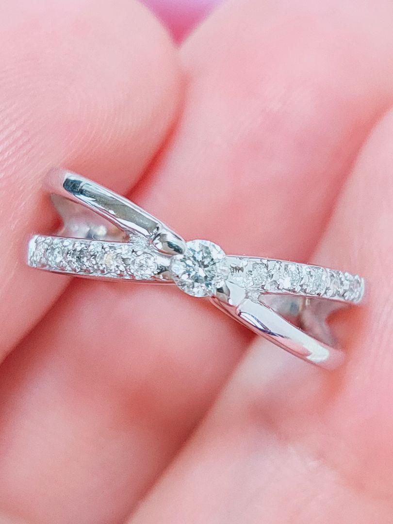 未使用品 k18 ダイヤモンド ハーフクロスエタニティ リング 未使用品 k18 ダイヤモンド ハーフクロスエタニティ リング