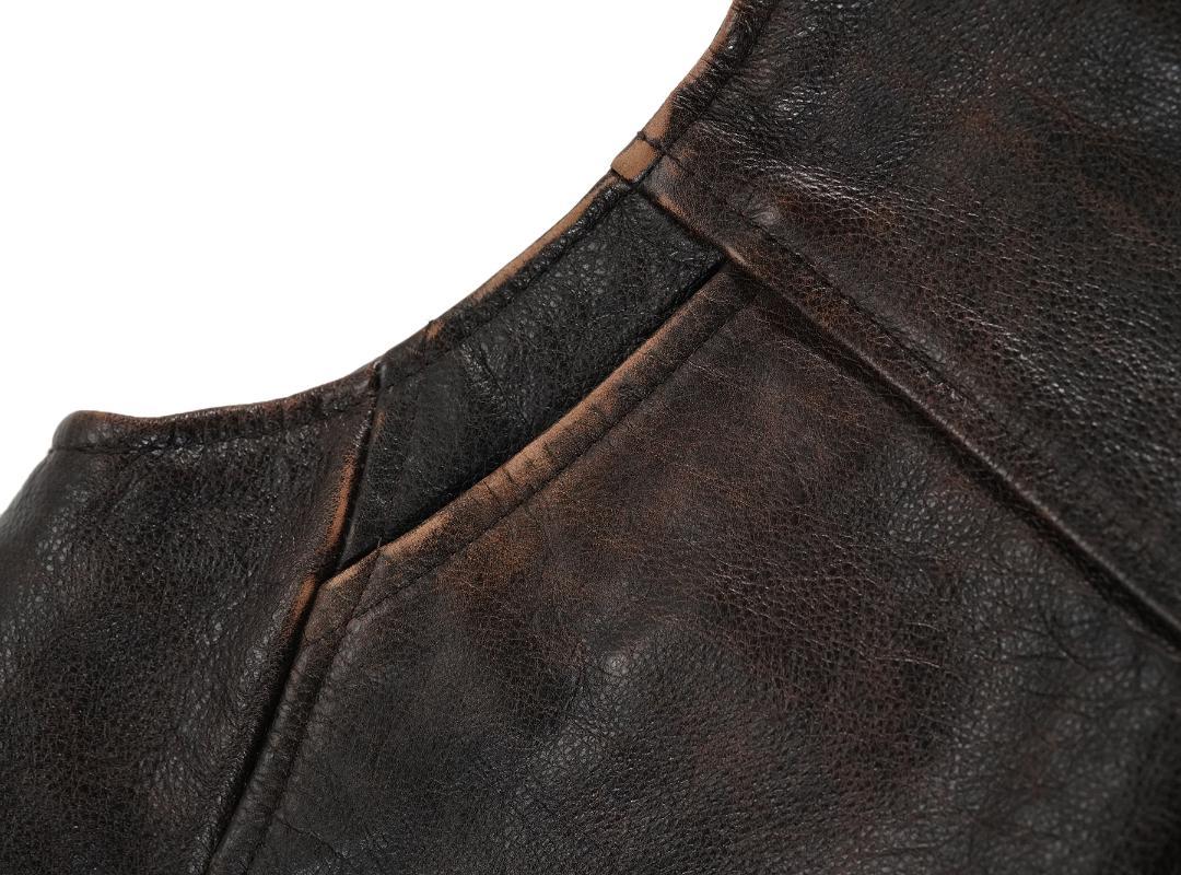 90s CALVIN KLEIN JEANS カウレザー ベスト ショート S