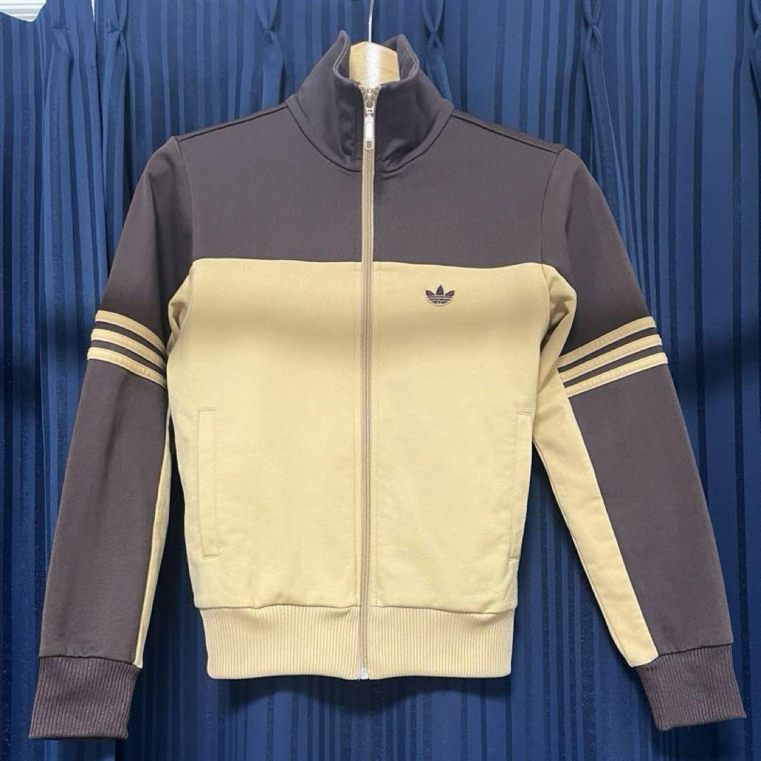 90s adidas トラックジャケット ベージュ×ブラウン Mサイズ