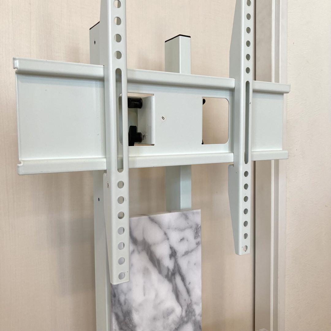 【美品】タンスのゲン TVスタンド 大理石調 ホワイト ロータイプ 〜50インチ