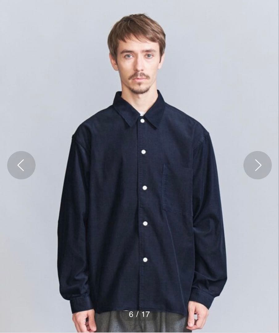 【美品】BEAUTY&YOUTH コーデュロイ キャンプカラーフォルムシャツ