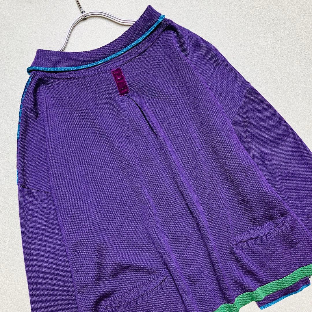 美品✨アルベロベロ ぶたさん ラメ カーディガン バイカラー ボタン 美品✨アルベロベロ ぶたさん ラメ カーディガン バイカラー ボタン