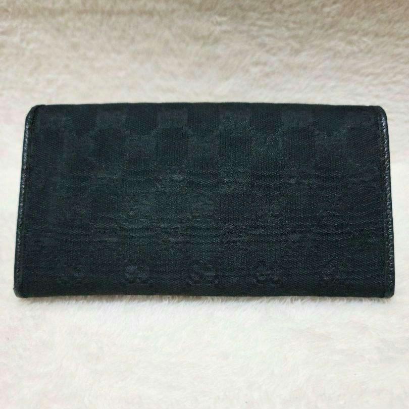 【美品】 GUCCI グッチ 長財布 GGキャンバス ブラック メタルプレート GUCCI 長財布 GG柄 キャンバス プレート レザー ブラック 箱付き