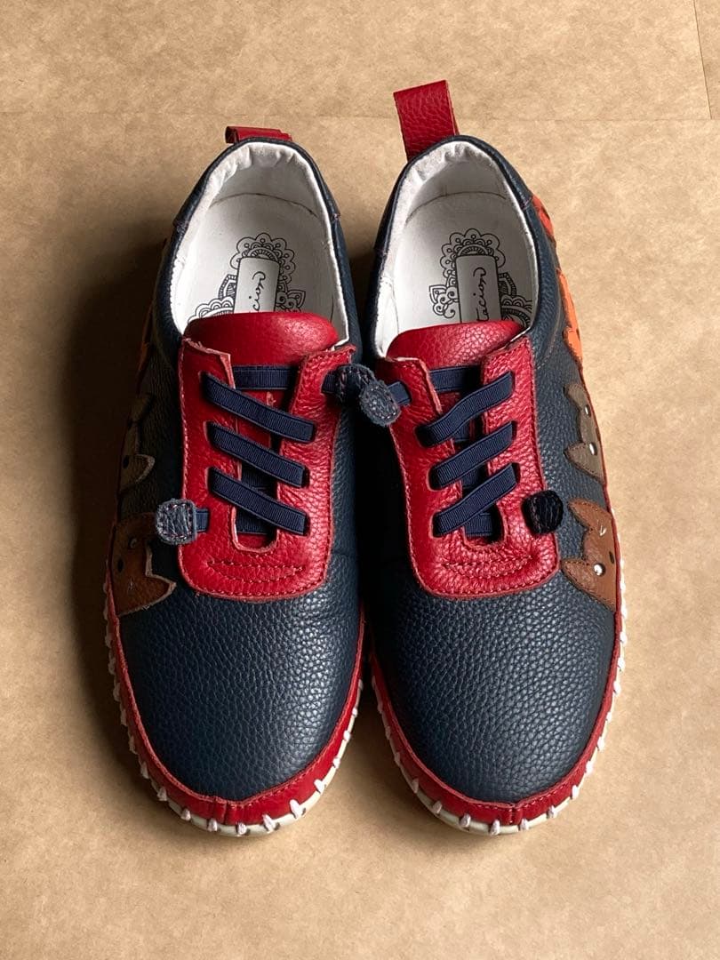 新品　エスタシオン　MLK225A　24.0cm　NV/RD　レザースニーカー