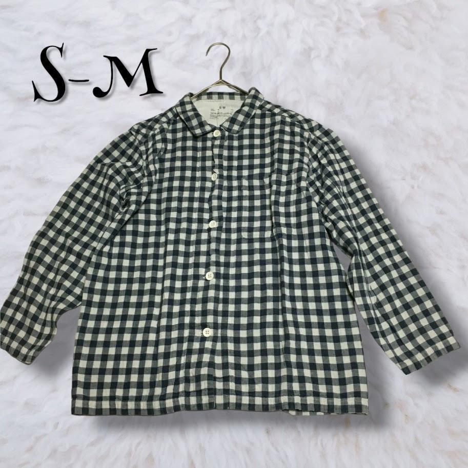 良品計画 ♡ チェックシャツ【S-M】長袖 綿100％ チェック柄 レディース