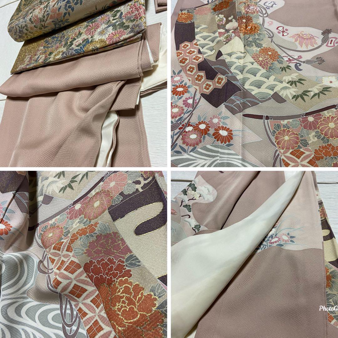 格安大得価 正絹 松原絵 花紋様柄 未使用品 hU1Qn-m97436205706 紋付き訪問着 湖畔 大人気爆買い