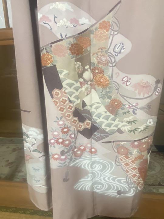 格安大得価 正絹 松原絵 花紋様柄 未使用品 hU1Qn-m97436205706 紋付き訪問着 湖畔 大人気爆買い