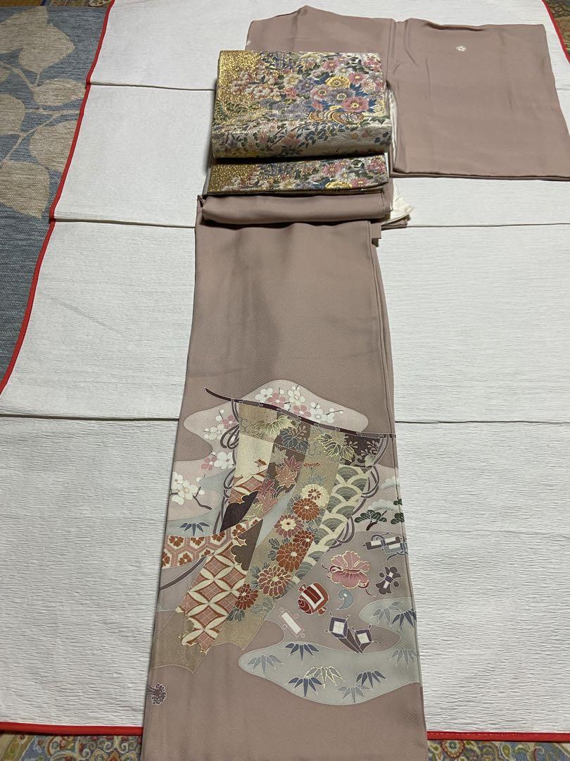 格安大得価 正絹 松原絵 花紋様柄 未使用品 hU1Qn-m97436205706 紋付き訪問着 湖畔 大人気爆買い