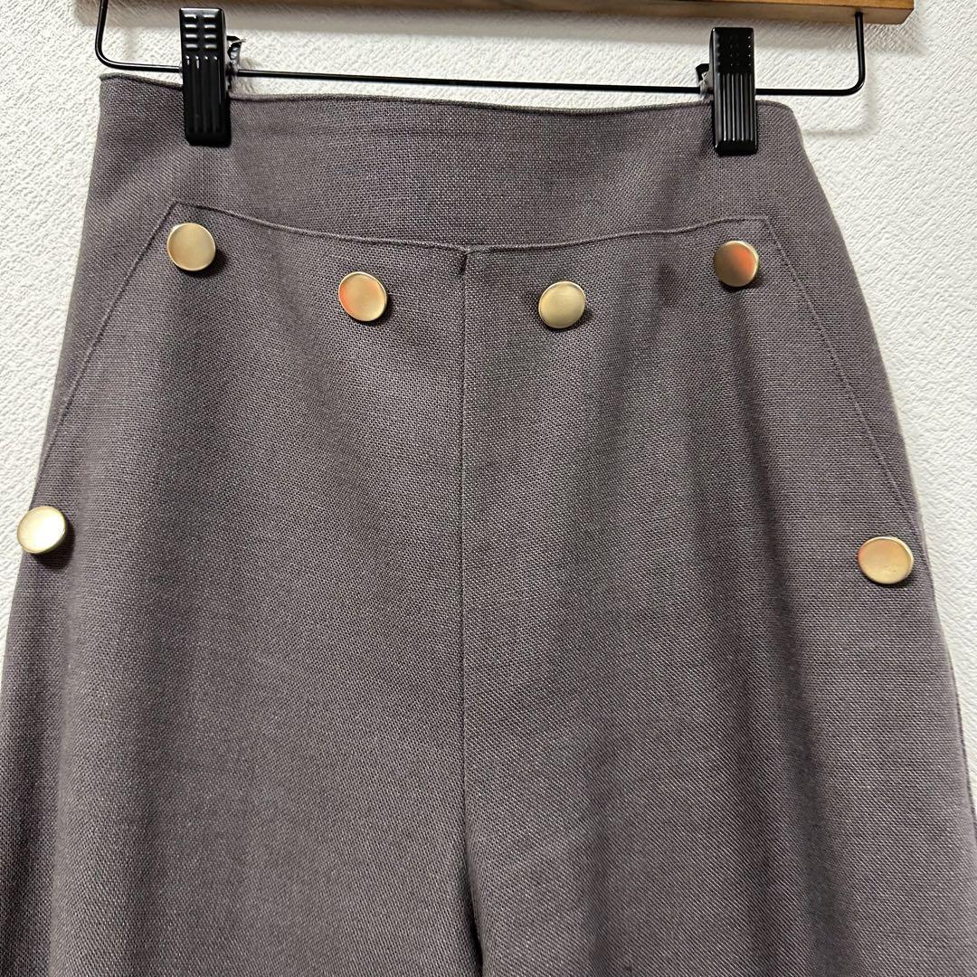 anuans リネンブレンドフレアマリンパンツ