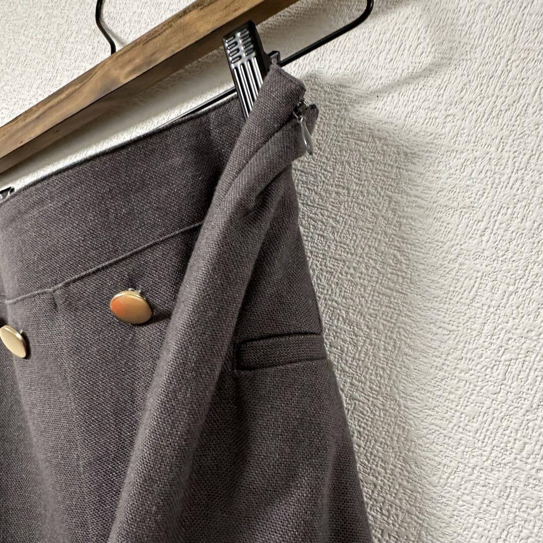 anuans リネンブレンドフレアマリンパンツ