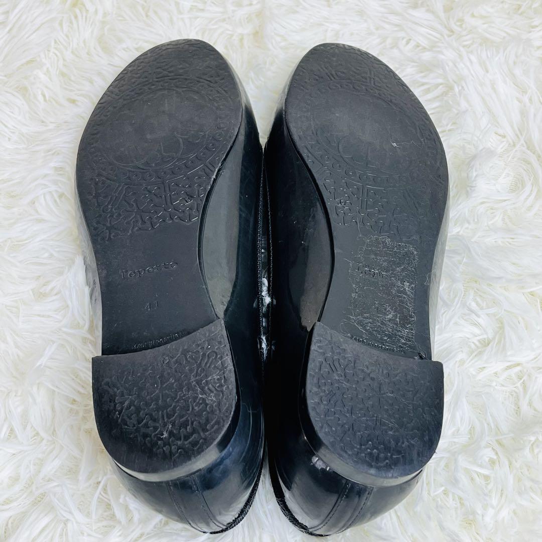 Repetto レペット バレエシューズ エナメル 26cm ブラック リボン