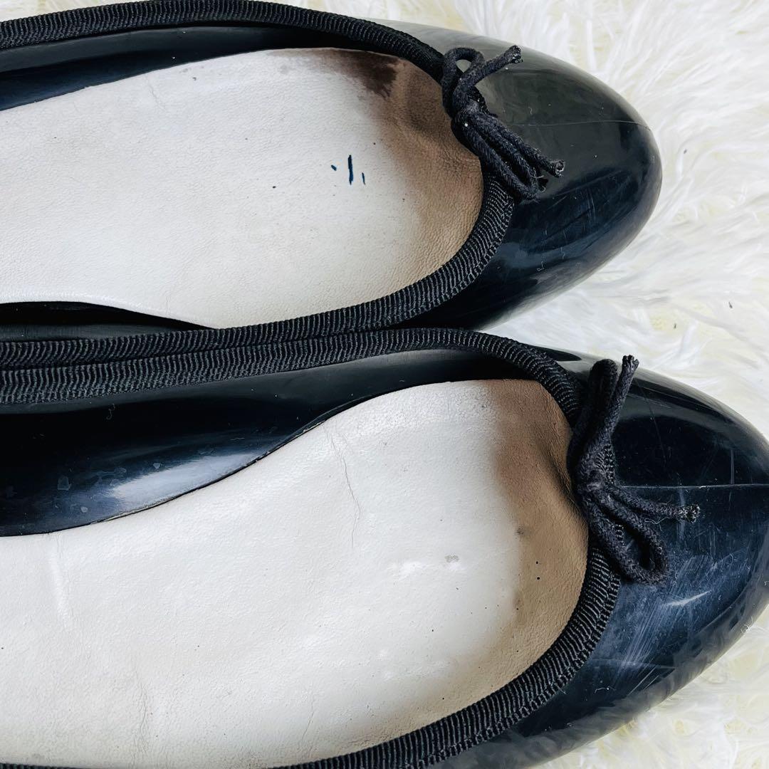 Repetto レペット バレエシューズ エナメル 26cm ブラック リボン