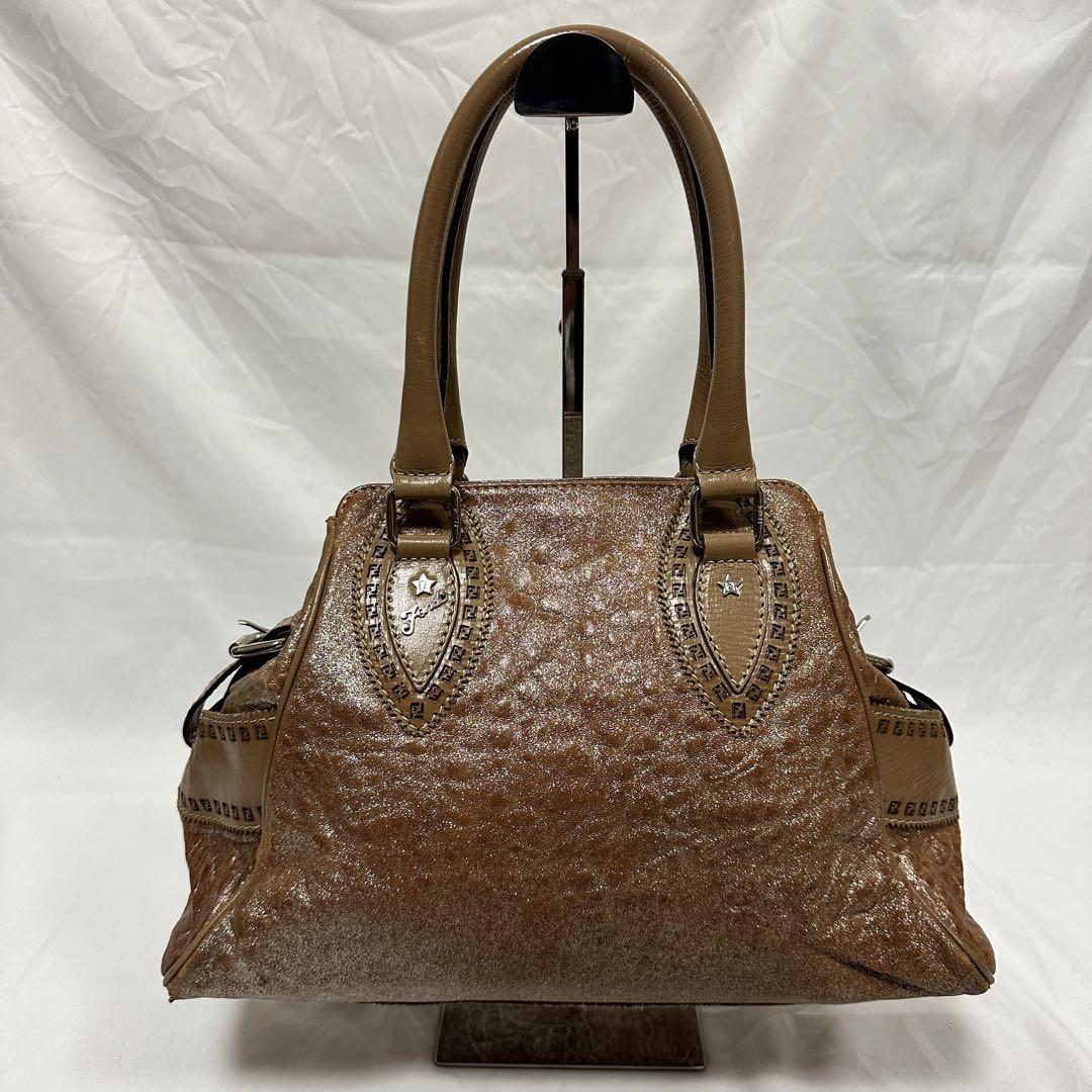 FENDI フェンディ エトニコ ハンドバッグ レザー ブラウン