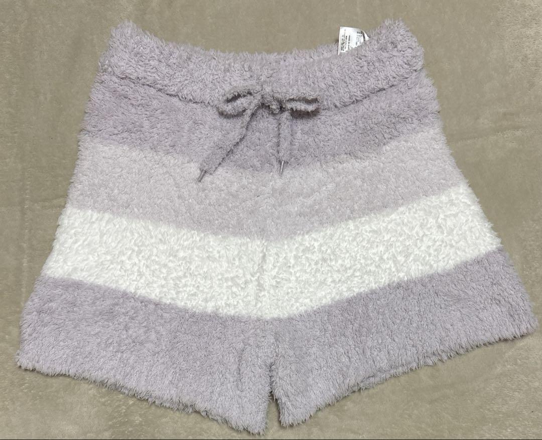 ジェラピケ　セットアップ　ボーダー　ショートパンツ　パーカー　靴下　ラベンダー