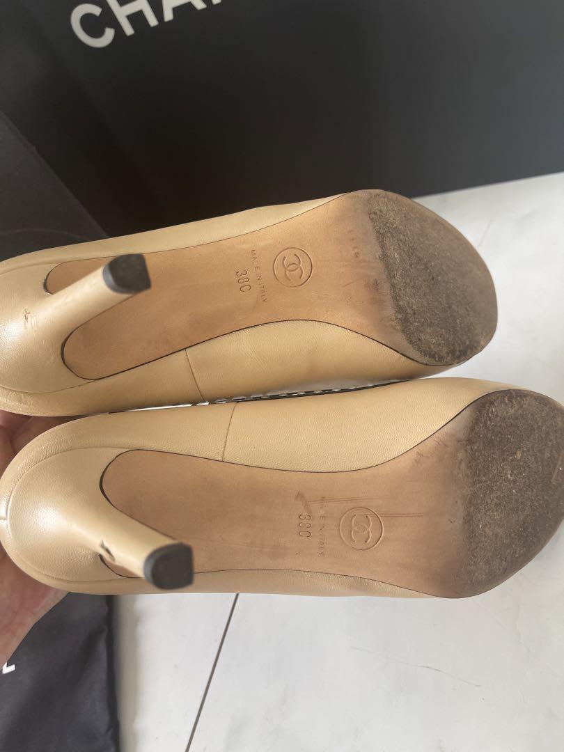 CHANEL シャネル　パール　ハイヒール　バイカラー
