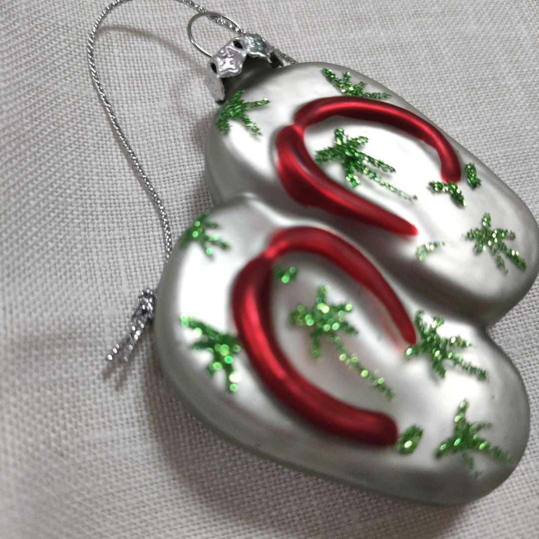 ビーチサンダル型クリスマスオーナメント4個セット新品、♥
