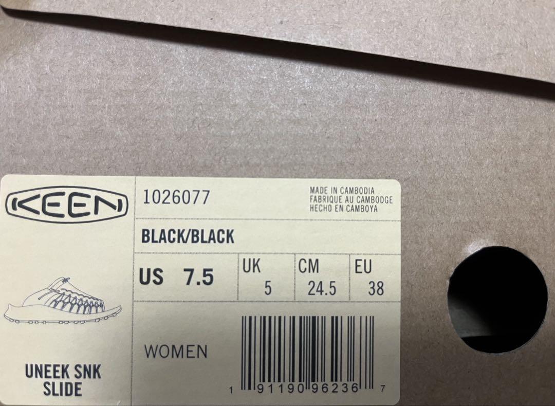 靴 KEEN UNEEK SNK SLIDE BLACK 24.5cm USED