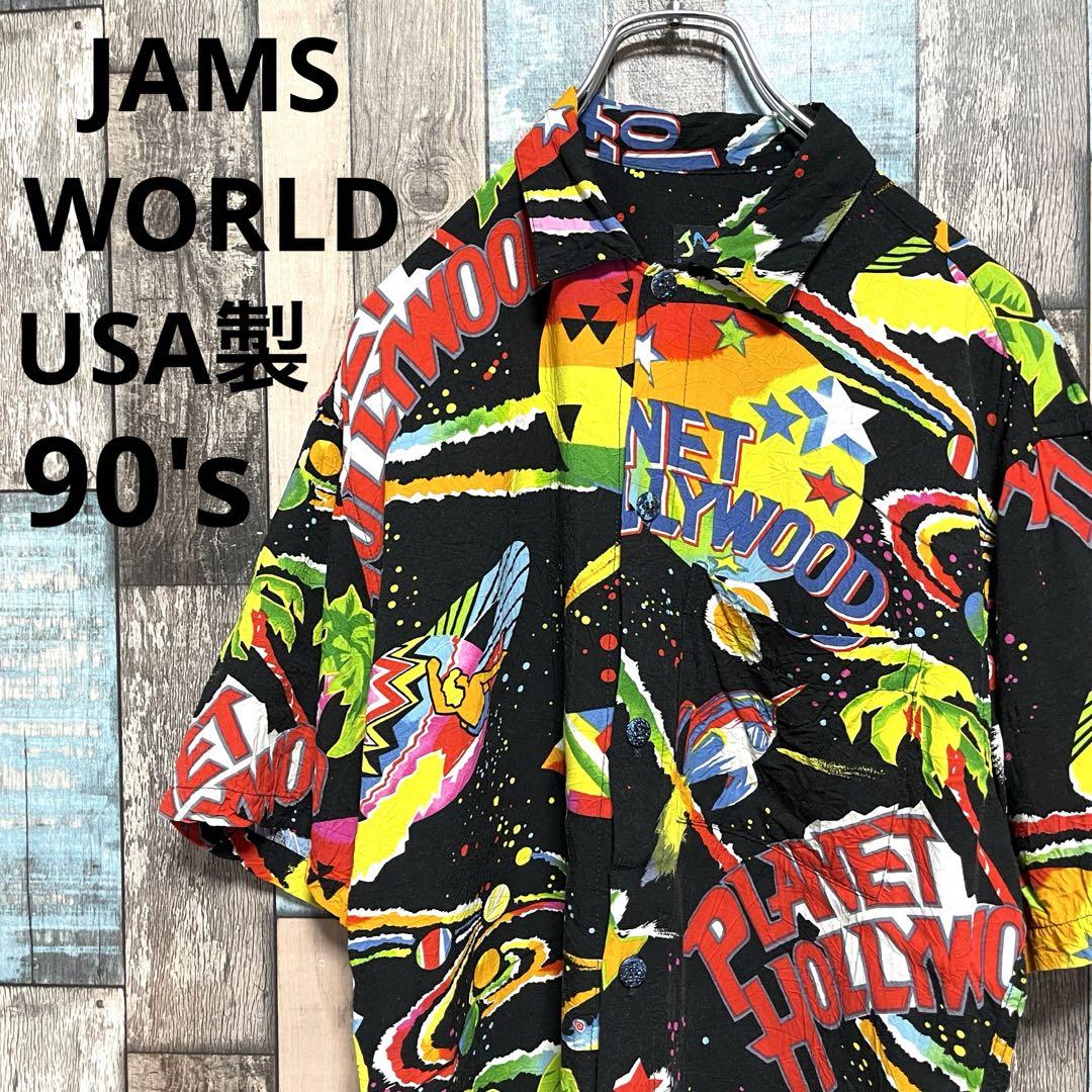 XL相当★USA製★90s★JAMS WORLD★総柄 アロハシャツ★レーヨン USA製 90s ジャムズワールド JAMS WORLD レーヨンシャツ 総柄