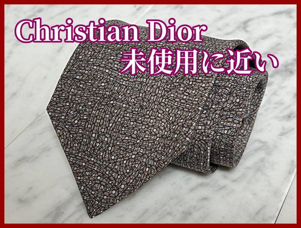 ✨極美品✨Christian Dior ネクタイ 小豆色系 ドット 総柄 シルク