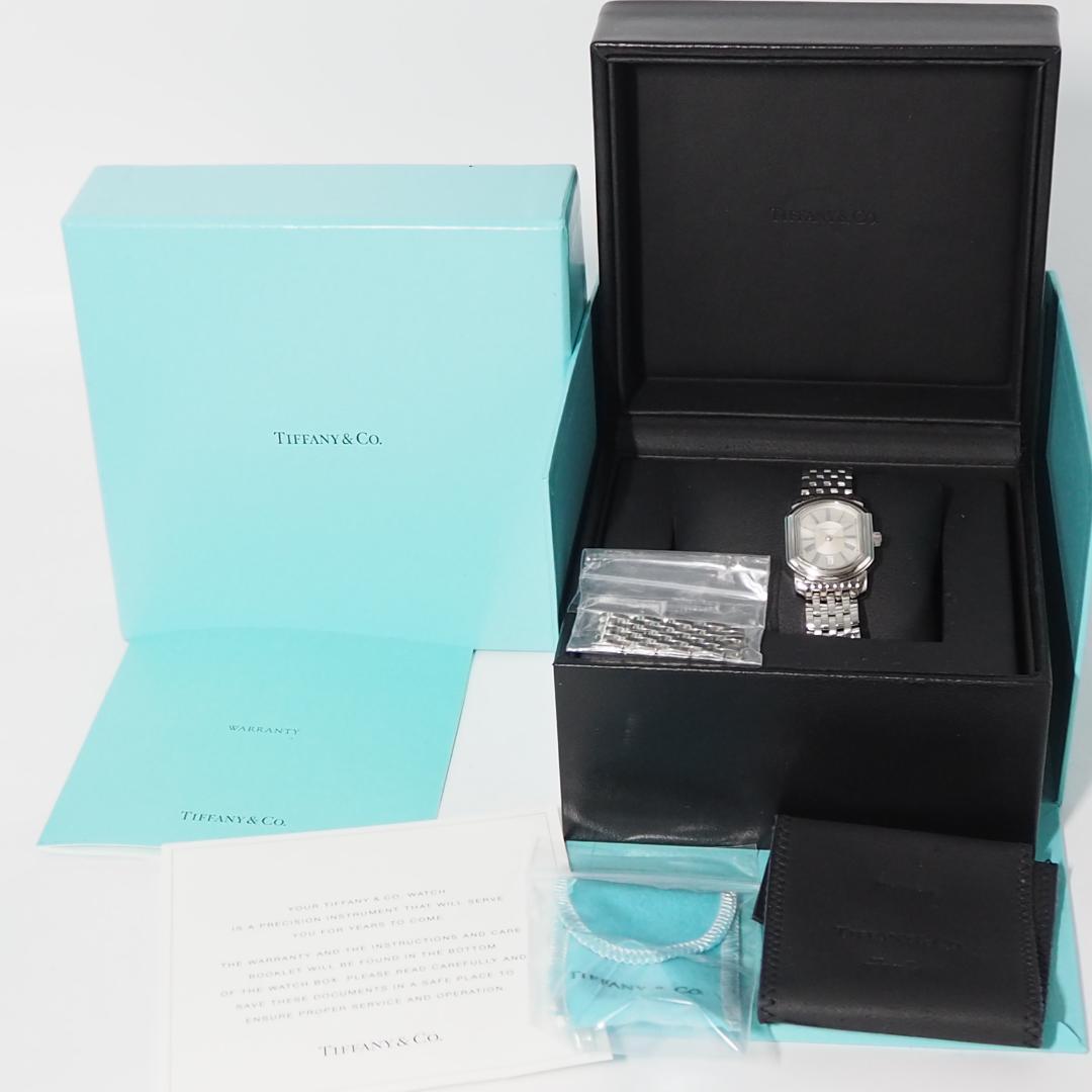 美品 ティファニー TIFFANY&CO スクエア デイト 腕時計 箱 F928