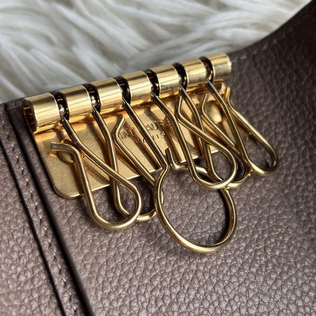 【付属品あり✨】 サンローラン 6連 キーケース ゴールド YSL ブラウン系