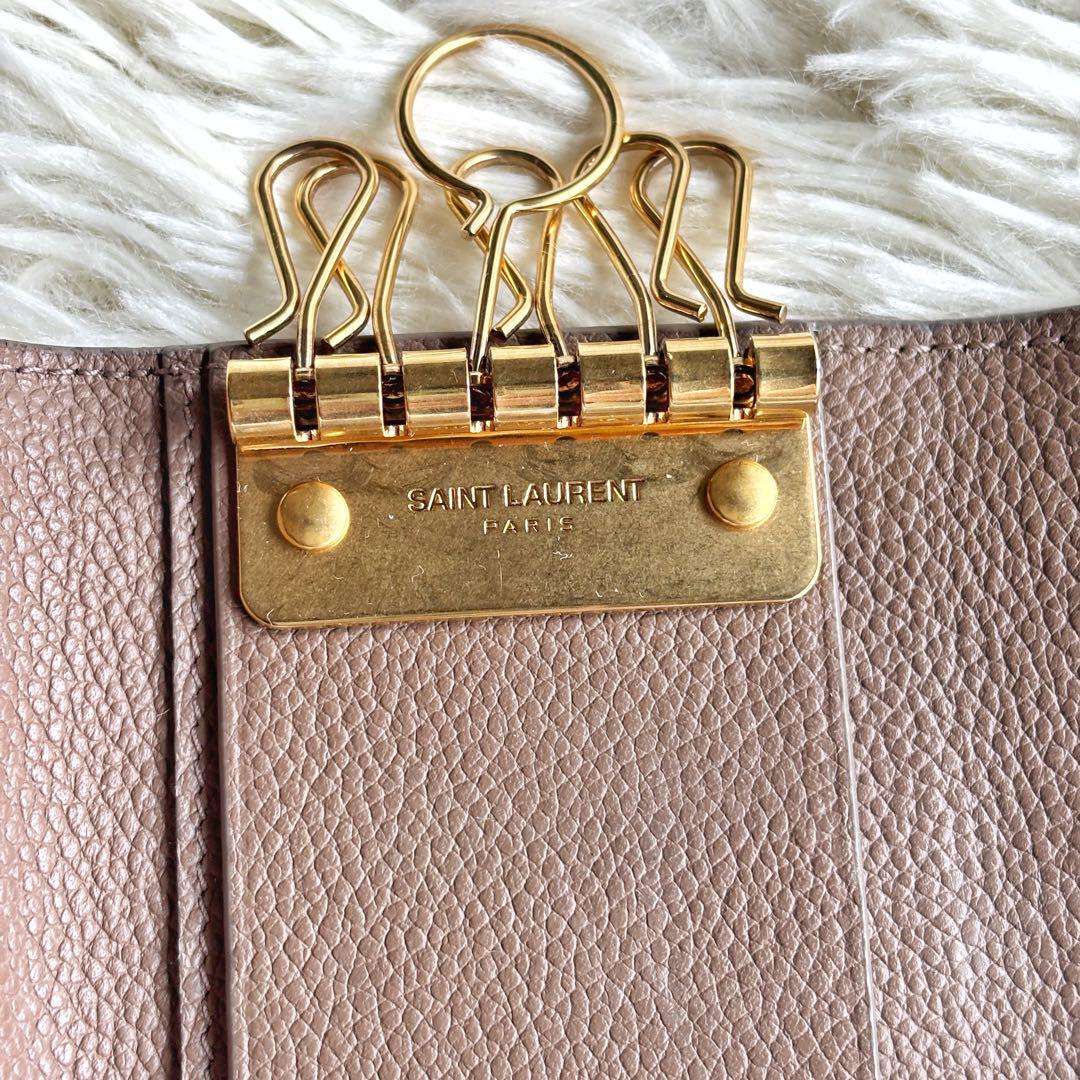【付属品あり✨】 サンローラン 6連 キーケース ゴールド YSL ブラウン系