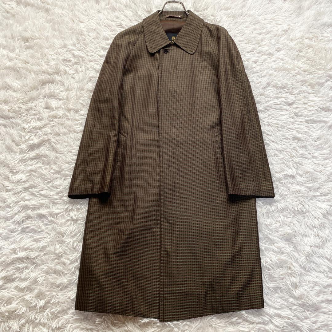 美品✨シルク100% ランバン ガンクラブチェック ステンカラーコート L相当