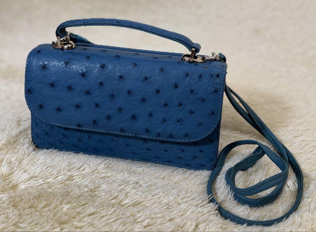 オーストリッチ　本革　ウォレットショルダーバッグ　財布